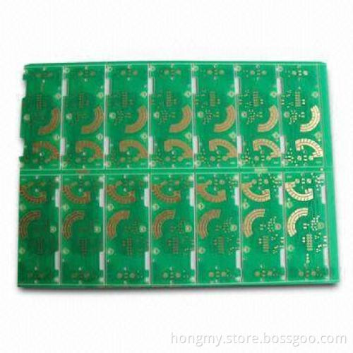 Single-sided PCB with Gold Plating, Made of FR-4 Material and Green Solder Mask